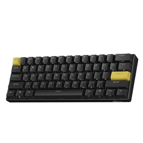 RK ROYAL KLUDGE C61 Wired Gaming Keyboard 60% Mechanical Keyboard with Hall Effect Magnetic Switch 8000Hz Polling Rate Rapid Trigger RGB Backlit, 61 Keys, Black Yellow