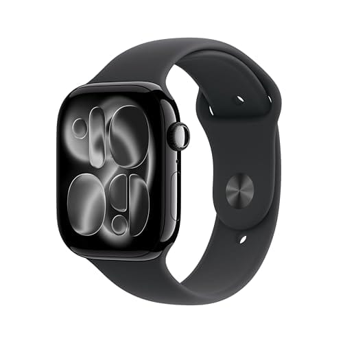 Apple Watch Series 11 [GPS 46mm] Smartwatch with Jet Black Aluminum Case with Black Sport Band - M/L. Sleep Score, Fitness Tracker, Health Monitoring, Always-On Display, Water Resistant