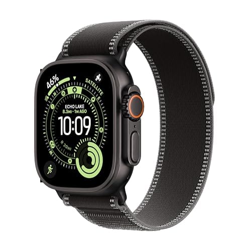 Apple Watch Ultra 3 [GPS + Cellular 49mm] Running & Multisport Smartwatch w/Rugged Titanium Case w/Black/Charcoal Trail Loop - M/L. Satellite Communications, Advanced Health & Fitness Tracking