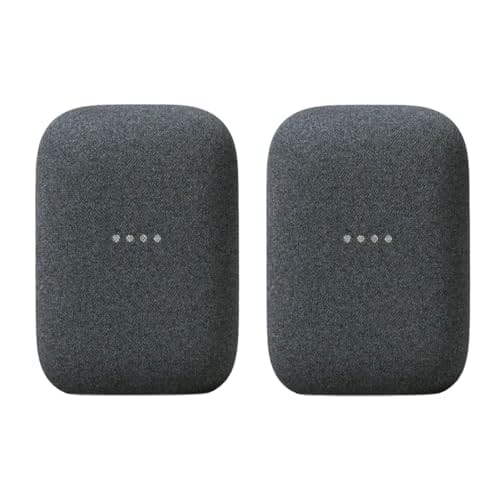Google Audio (2-Pack) Smart Speakers – Wireless Bluetooth & Wi‑Fi Home Speaker Bundle with Powerful Stereo Sound, Multi-Room Audio Assistant Voice Control